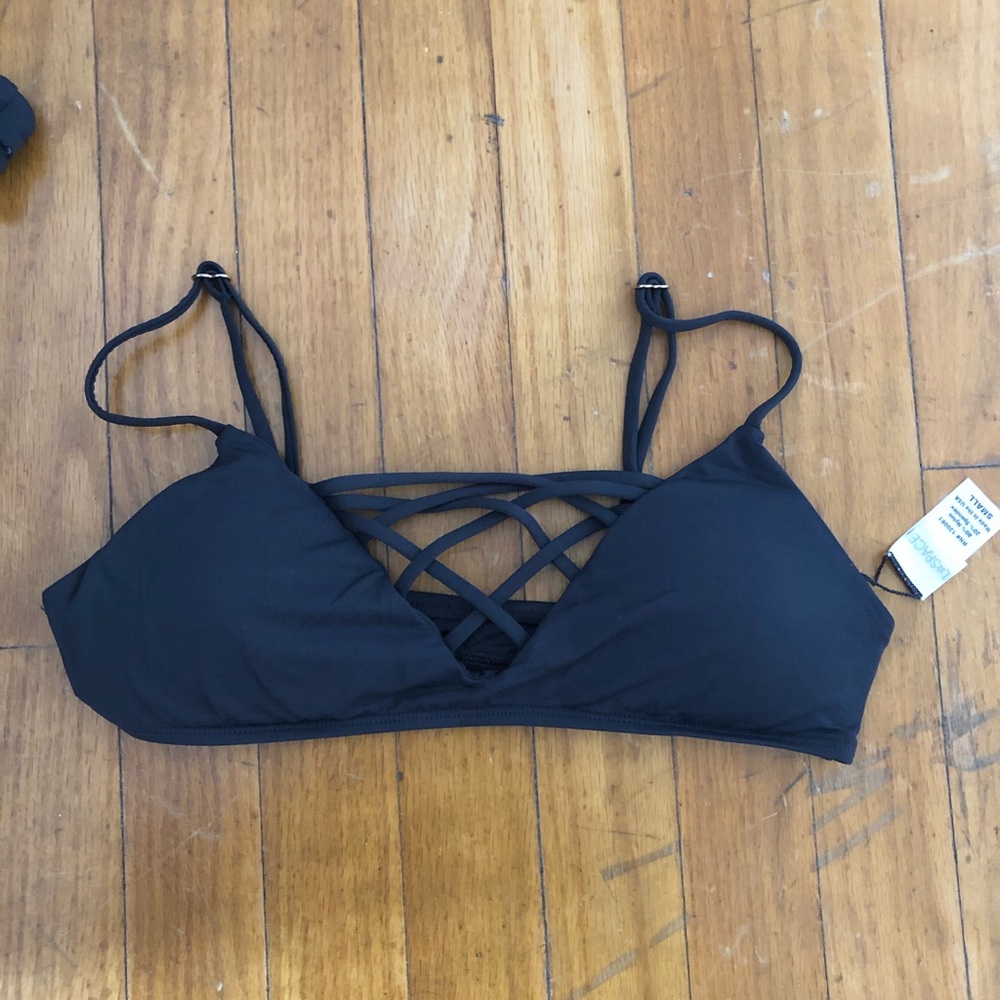 L Space Grey Criss Crossed Bikini Top